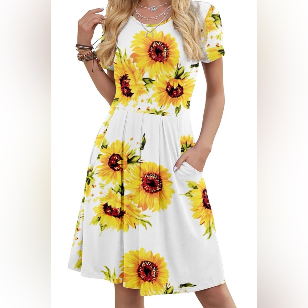 Floral Sunflower Print Dress